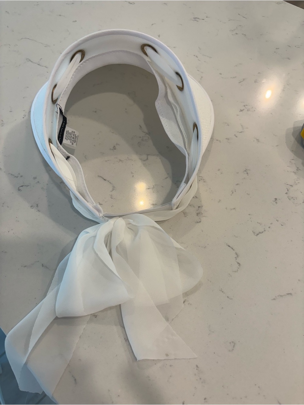 Tahari White Women's Sun Visor with Gold Accents - Picture 2 of 3